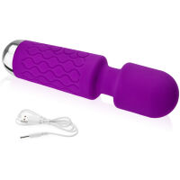 Fialový mini masážní přístroj wand 160 funkcí vodotěsný 15 cm - 78631375 - 2