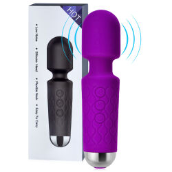 Fialový mini masážní přístroj wand 160 funkcí vodotěsný 15 cm - 78631375