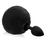 Černý silikonový anální kolík s bambulí 12 cm - 76666321 - 2