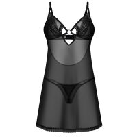 Obsessive Alliane černé tričko s krajkou + tanga - 79723318 - 8