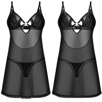 Obsessive Alliane černé tričko s krajkou + tanga - 79723318 - 5