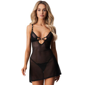 Obsessive Alliane černé tričko s krajkou + tanga - 79723318