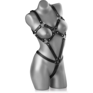 KOŽENÉ BODY S KOVOVÝMI AKCENTY - BDSM  - 71547727