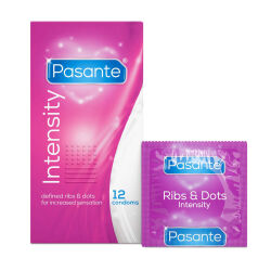 Pasante Intensity kondomy s proužky a výstupky 12 ks - 76176993