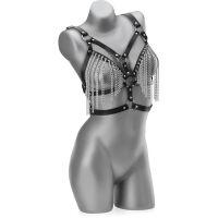 KOŽENÁ PODPRSENKA S ŘETÍZKY NASTAVITELNÁ PODPRSENKA EXPONUJÍCÍ POPRSÍ  - 74401399 - 2