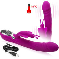 VELMI KVALITNÍ VELKÝ VIBRÁTOR S MOTÝLKEM NAHŘÍVANÝ DO 45°C - 71637444 - 4