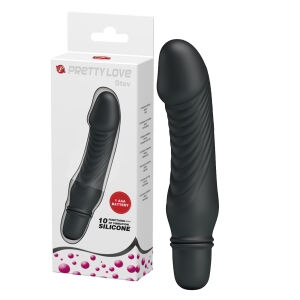 Černý silikonový minivibrátor na baterie 10 funkcí - 79218008