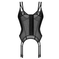 Obsessive Arrowel černý korzet s krajkou + podvazkové pásy - 75714773 - 6