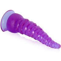 Pružný texturovaný fialový dildo 21 cm ve tvaru chapadla - 76083652 - 3