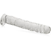 SKLENĚNÉ DILDO S PODSTAVCEM PENIS SE STIMULAČNÍMI  DRÁŽKAMI - 74653374 - 2