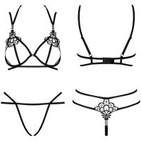 Obsessive otevřený komplet prádla s pásky Badossa - 72645056 - 5