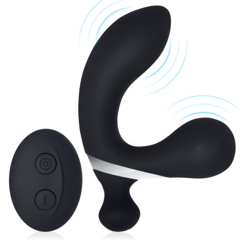Vibrující černý masér prostaty s výčnělkem 11 programů + dálkové ovládání - 76085600