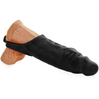 ZVĚTŠUJÍCÍ +3CM A ZVĚTŠUJÍCÍ OBJEM NÁVLEK NA PENIS, MASÁŽNÍ VÝSTUPKY NA PENIS ČERNÁ BARVA- 76026186 - 2
