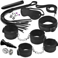 Sada BDSM pro páry - 2 vibrátory, 2 anální zátky, kroužek, pouta - 71453021 - 2
