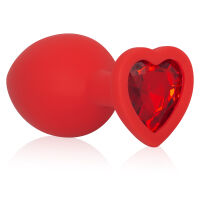 Červený anální kolík s třpytivým srdíčkem 8,2 cm - 72203469 - 3