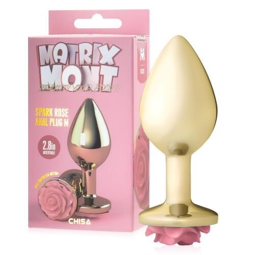 Anální kolík 9 cm anální zátka s růžovou růží - 72583373