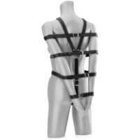 KOŽENÝ VÁZACÍ POSTROJ - PEVNÉ PÁSY VE FORMĚ BODY - BDSM, SADO-MASO  - 70875128 - 2