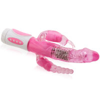 PRETTY BUNNY – GELOVÝ ROTAČNÍ VIBRÁTOR SE STIMULÁTORY ANÁLU A KLITORISU  RŮŽOVÁ– 86788202 - 2