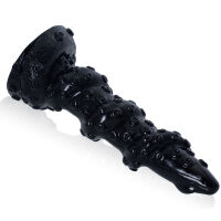 Černé spirálové dračí dildo chapadlo s výstupky 23,5 cm - 73131347 - 3