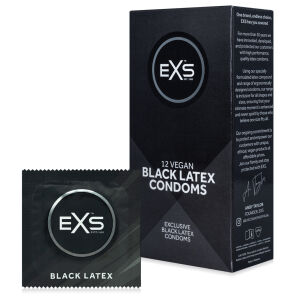Kondomy z černého latexu EXS BLACK LATEX 12 ks - 78496749