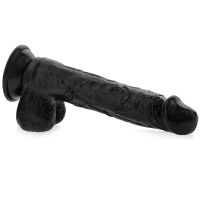 Realistický umělý penis s masitými varlaty 16 cm černý - 71403469 - 2