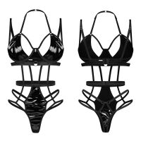 Obsessive Keira Lise černé body s pásky prádlo wet look - 79488815 - 2